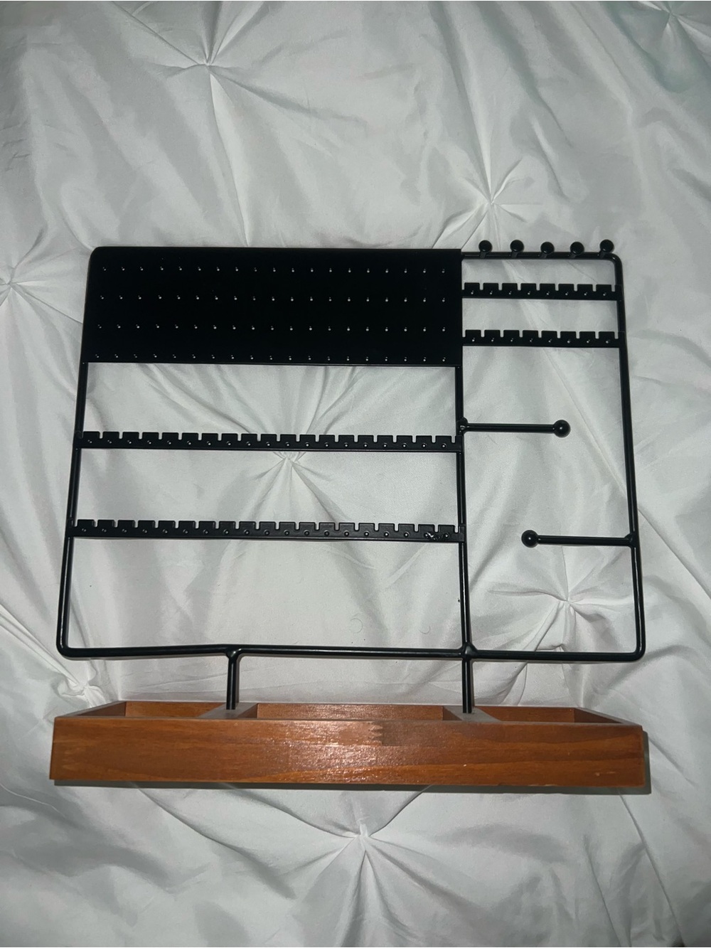 Black Metal & Wood Jewelry Organizer Stand
